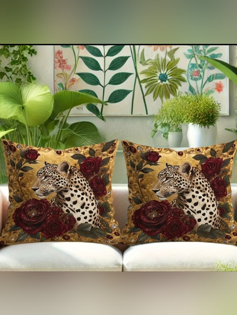 Set Elegant Black & Gold Leopard Design Throw Pillow Covers   NEW 20×20